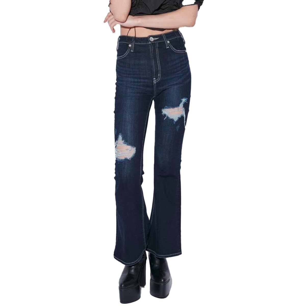 viavanda フレア/ブーツカットデニム　ダメージ viavanda フレア/ブーツカットデニムダメージ